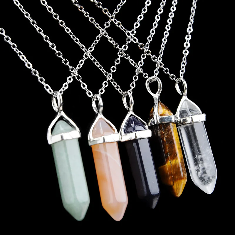

Natural Crystal Agate Turquoise Stone Quartz Healing Point Pendant Necklace Fashion Pendant Necklace For Women Jewelry, Colorful