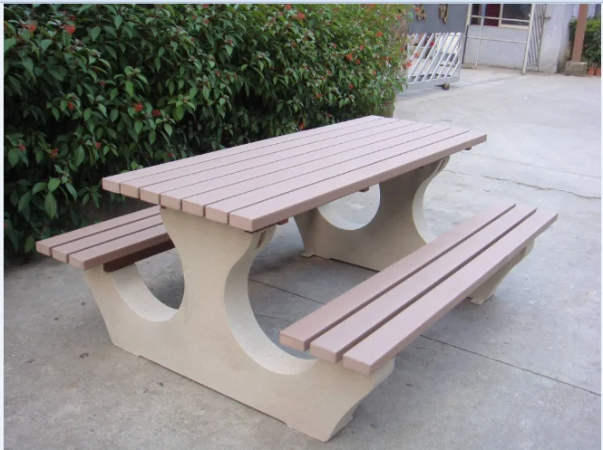 Stone Paint Plastic Wood Desktop Picnic Outdoor Table And Chairs