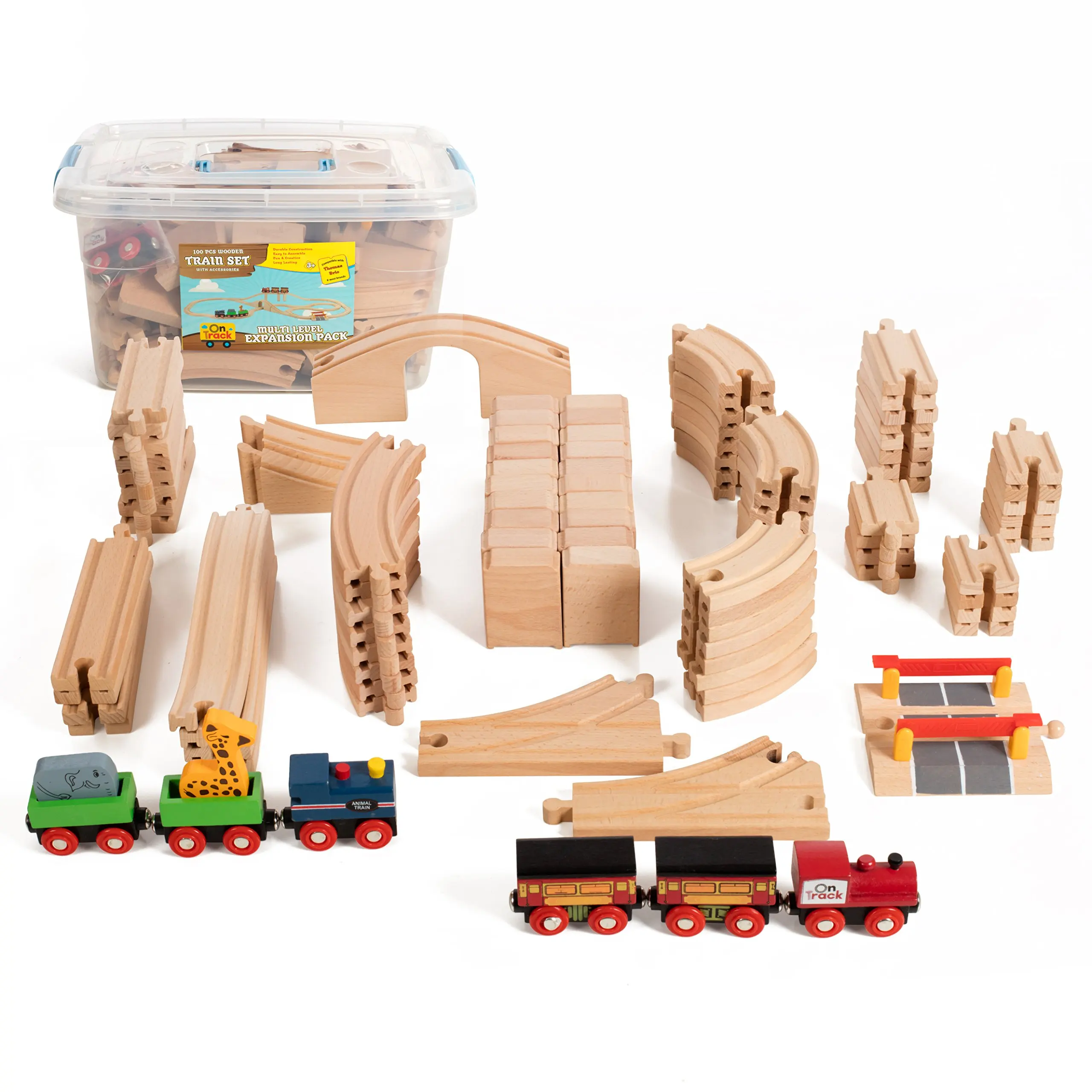 100 piece wooden train set