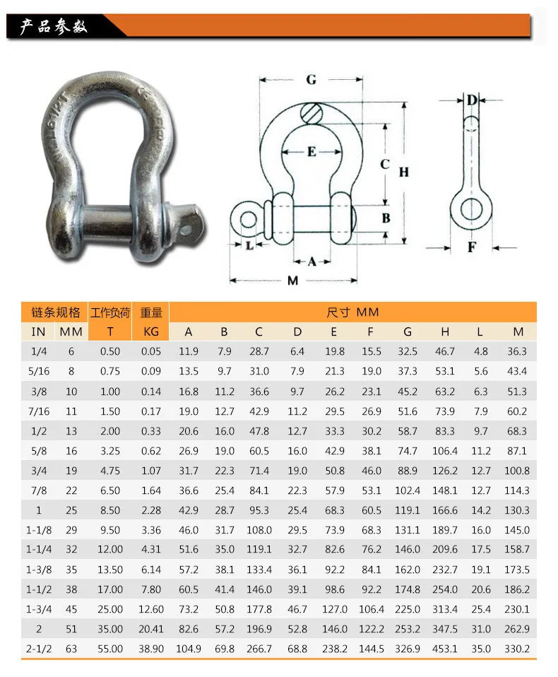 0.5ton -55ton Metric Lift Bow Shackles With Screw Collar Pin - Buy Bow ...