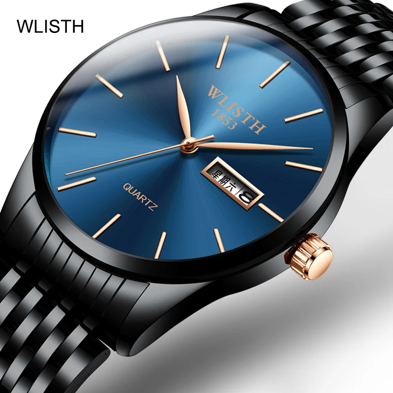 

WLISTH watches men wrist brand Fashion Waterproof Quartz Watch black Guangzhou wholesale Custom brand
