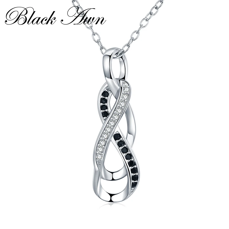 

[BLACK AWN] Hot Sale 925 Sterling Silver Fine Jewelry Trendy Engagement Necklaces for Women Wedding Pendants P187