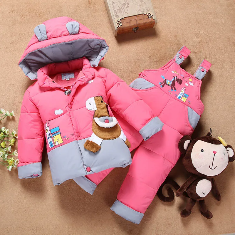 Free Shipping 10 24M Down Jacket for Girl Baby snowsuit Boys Winter Coat Kids Clothing Set