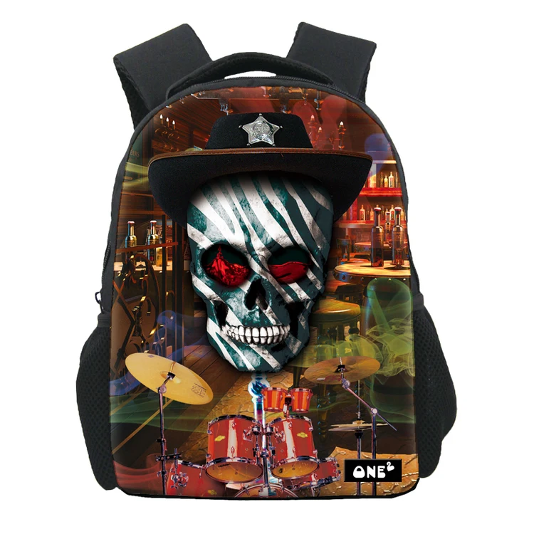 

2019 cool music skull school students bag backpack for school children kids backpack kindergarten kids animals, Customized