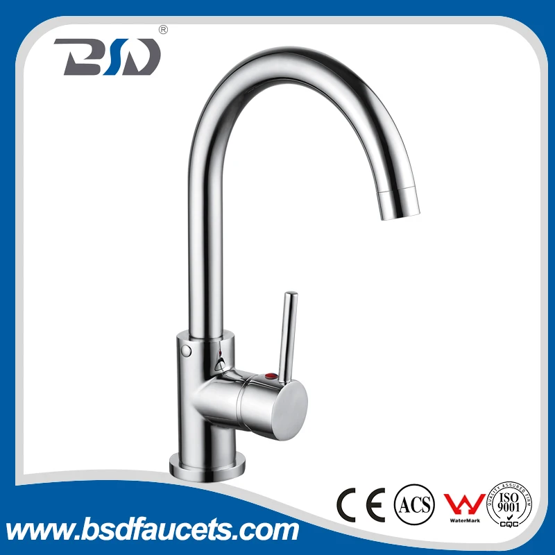 Modern Chromed Brass Single Lever Faucet Sink Washer High Pressure Tap Kitchen One Handle