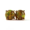 Golden Opal Earrings, 925 Silver 18K Gold Plated Earrings, Cabochon Opal Earring Studs
