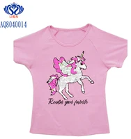

Double side unicorn sequin patch prink kids summer shirt, flipping sequin little girls summer shirt, reversible sequin t-shirt