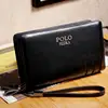 High class Vegetable Tanned Leather black handle men Clutch Bag Zipper Wallet