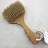 Wood long handle body back wash brush for scrubber back