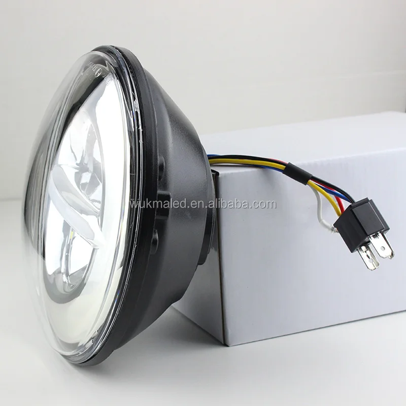 7Inch Round LED Headlight with White DRL Kits For Jeep Wrangler JK Motorcycle