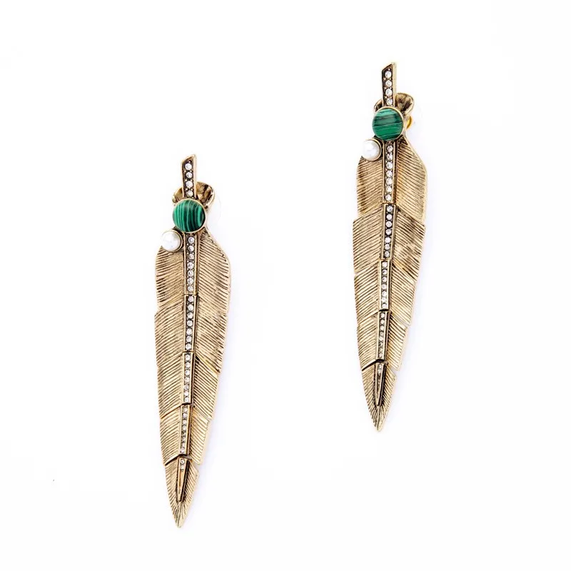 

ed01167 Qingdao Kiss Me Feather Drop Earring Long Style Vintage Chunky Gold Earrings Accessory