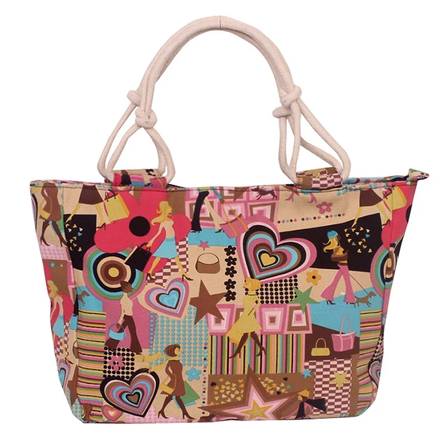 

Casual Canvas Tote Bag Female Shoulder Print Cloth Handbags Canvas Bag, As show