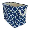 Stackable Collapsible Rectangular Fabric Storage Organizer Basket with Drawstring Closure and Carry Handles