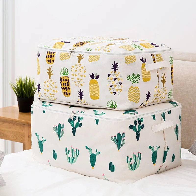 

Promotional factory produced cotton linen waterproof quilt storage bag travel storage bag, Multi color