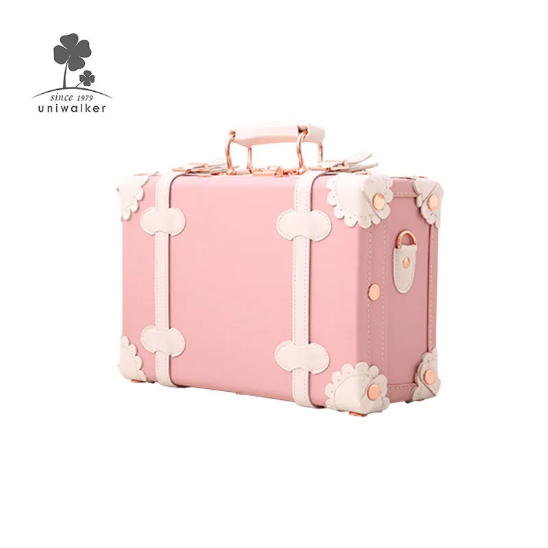 

China Wholesale Small Fashion Rose Gold Woman Kids Vintage Style Lady Retro Leather Hand Suitcase