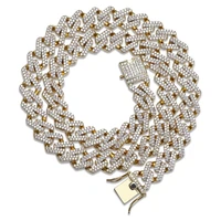 

Mens New Hip hop AAA CZ Diamond Prong Setting Iced Out Gold Cuban Link Chain Necklace