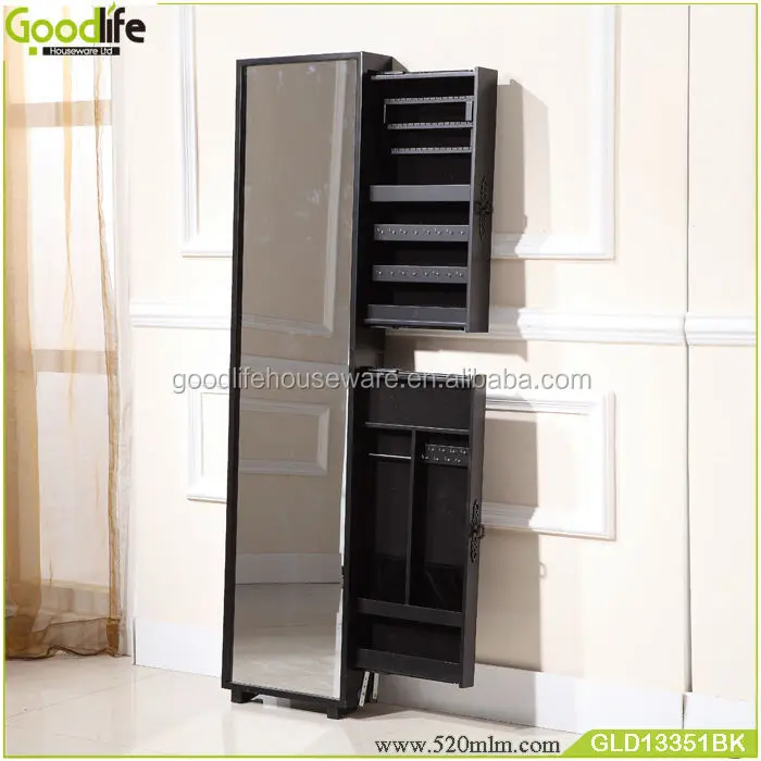 Freestanding Sliding Mirror Jewellery Cabinet Wood Buy Mirror