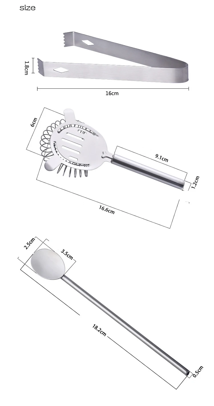 Amazon 2019 Hot Sale Stainless Steel Cocktail Shaker Set Mixer Bar Drink Bartender Tool Home Brewery Bar Accessories