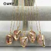 WT-JN055 New Wild Coast Shell Jewelry Irregular Shape With Gold Bezel For Women Making Jewelry Natural Sea Shell Necklace