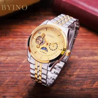 

Mechanical Watches Automatic Stainless Steel Skeleton Self-winding Business Watch Men Wristwatch