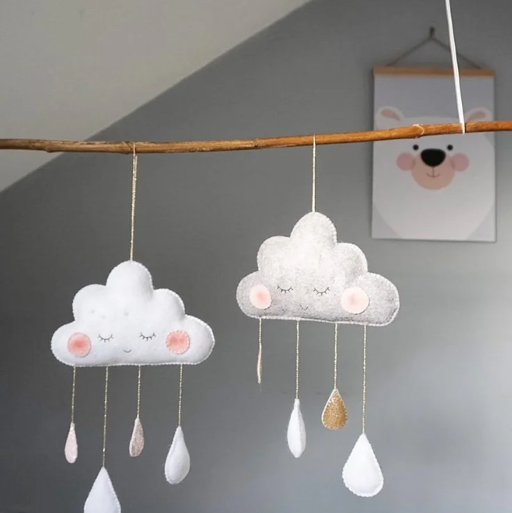 

Hot Sales Nordic Children's Play Tent Decoration Cloud Felt Raindrops Pendant Baby Bedroom Decoration, Four colors to choose