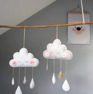 Image of Hot Sales Nordic Children's Play Tent Decoration Cloud Felt Raindrops Pendant Baby Bedroom Decoration