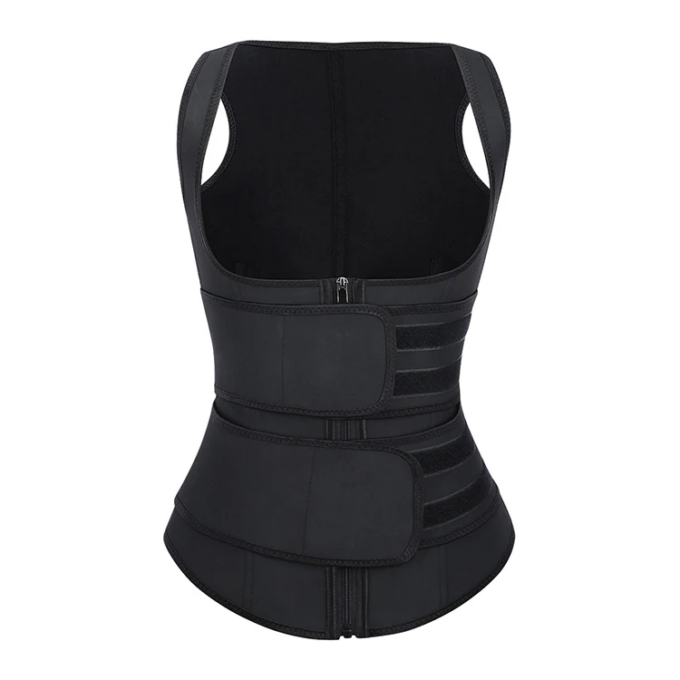 custom logo 2019 Wholesale tummy control 9 steel bone zipper body shaper slimming sweat latex waist trainer vest women
