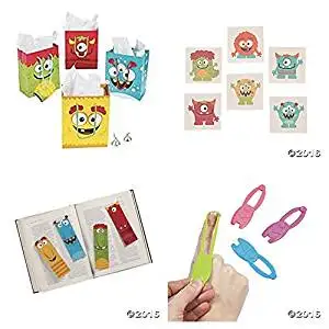 84 Silly Monster PARTY Favors - Bookmarks - TATTOOS - Mini GIFT Bags - Stretchy Flyers - BIRTHDAY Parties