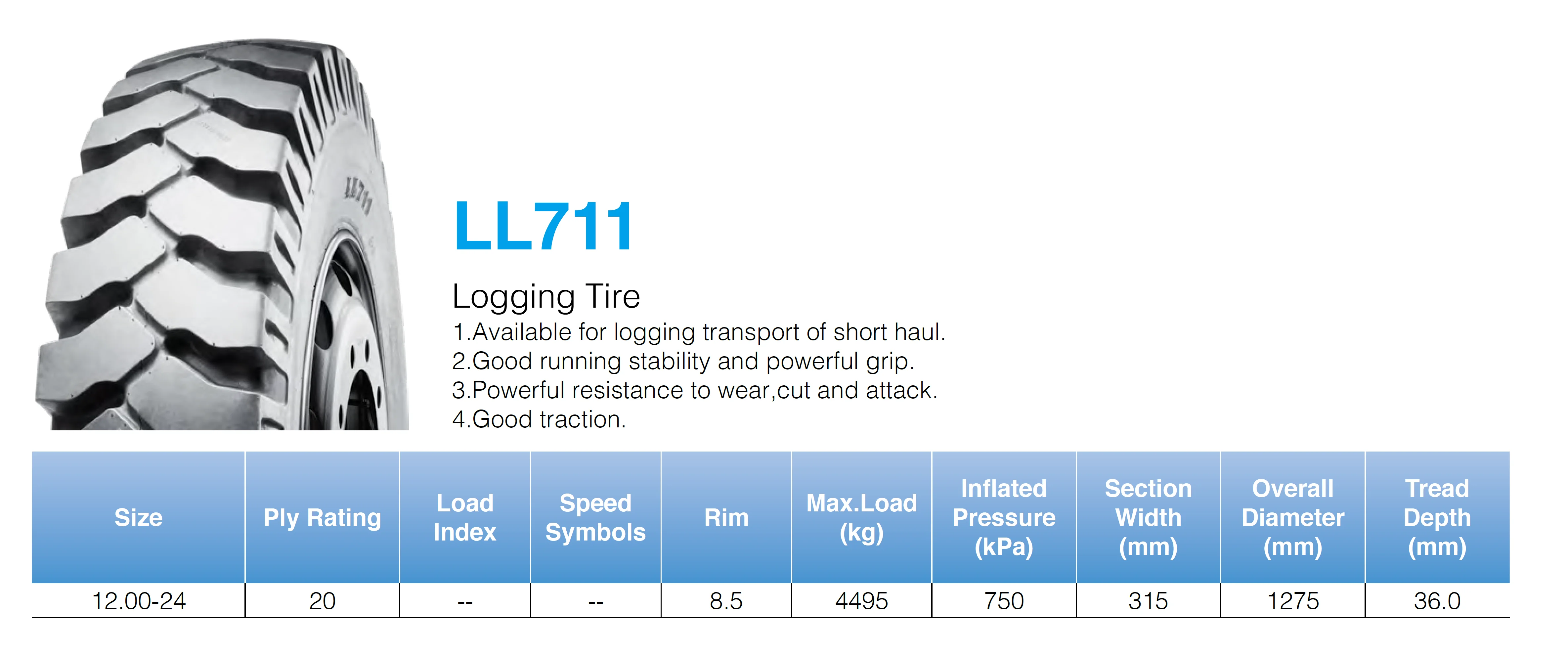 Linglong 12.00-24 Ll711 Special Truck Tires - Buy Linglong 12.00-24 ...