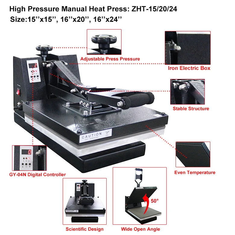 Cheap Manual Heat Press Machine For Tshirt Printing With High Pressure
