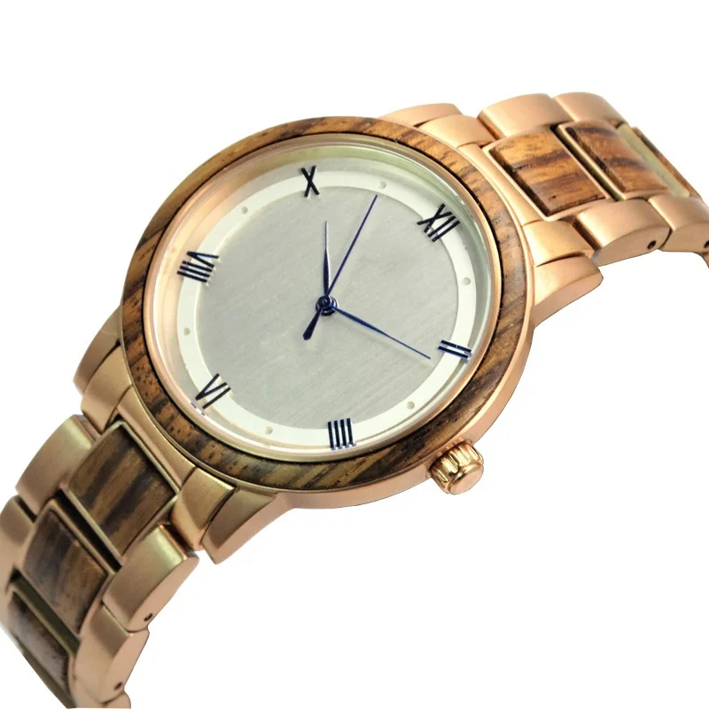 

Gold Mens Watches Quartz Stainless Steel Men Luxury Custom Male Wood Watch