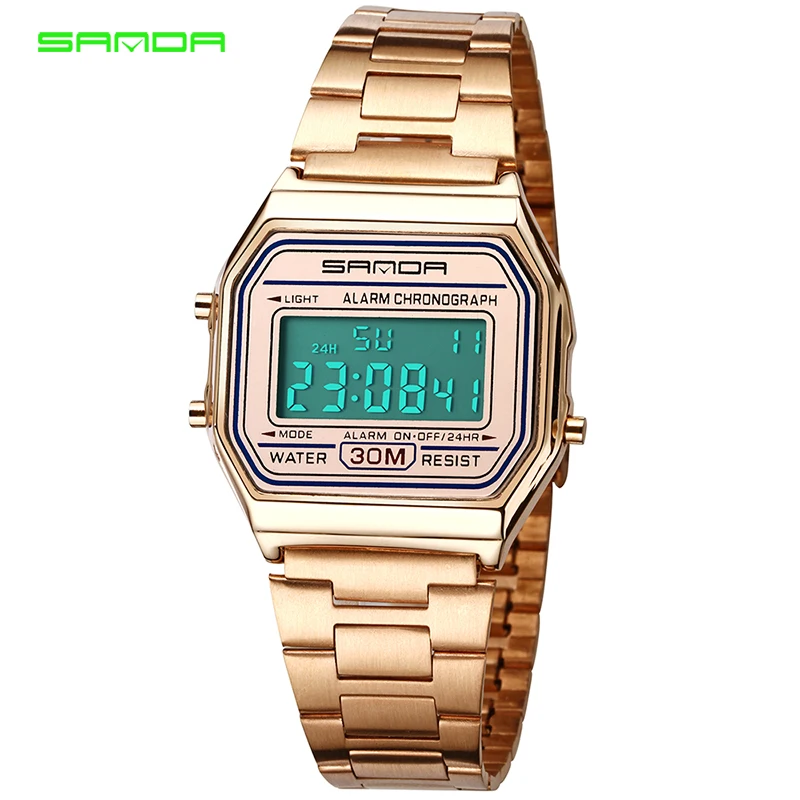 

SANDA 405 Stainless Simple Men Fashion Casual Thin Wristwatch Waterproof Rose Gold Digital Watch Male Clock Relogio Masculino, N/a