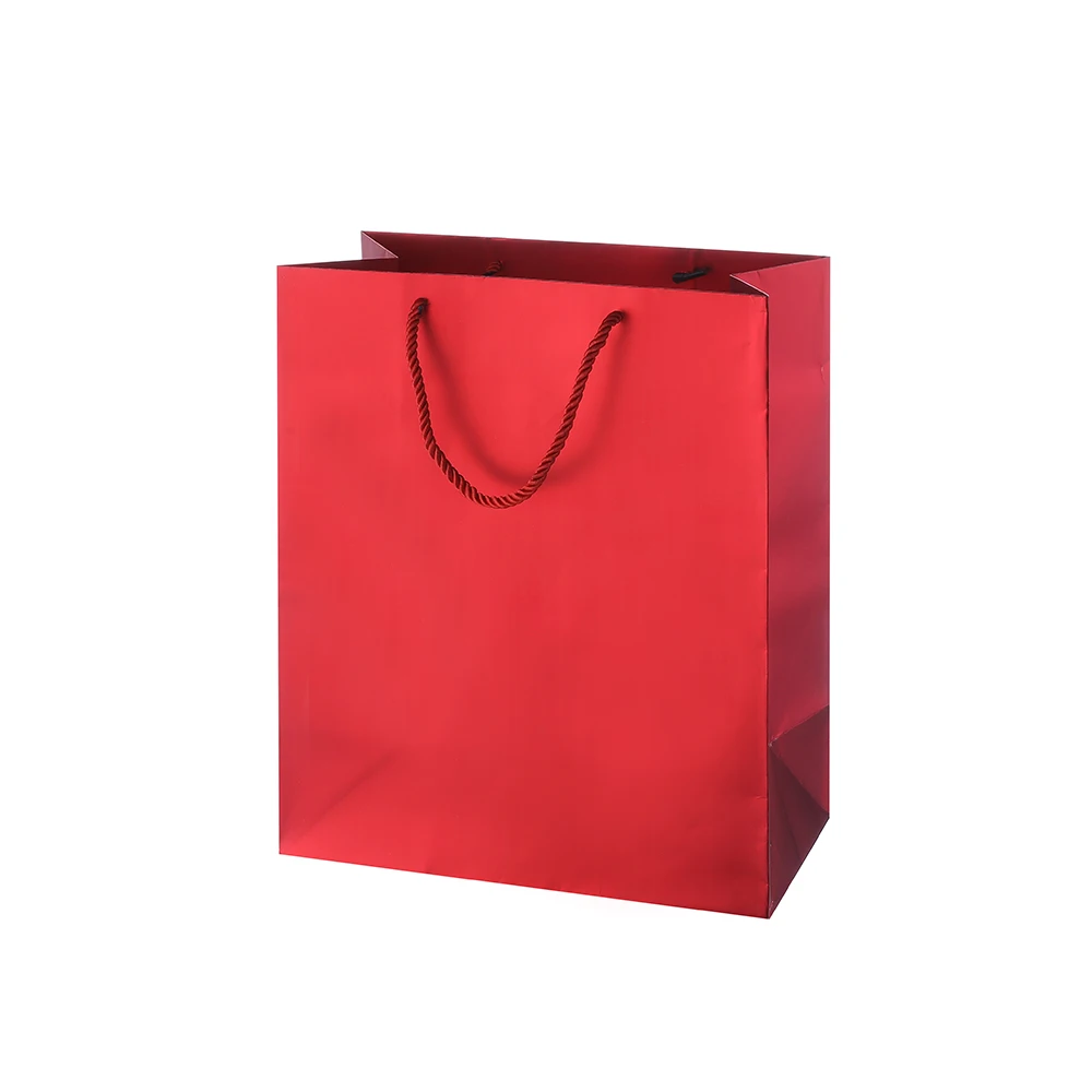 Custom Printed Retail Gold Easy Carry Square Bottom Paper Gift Bag For Shopping