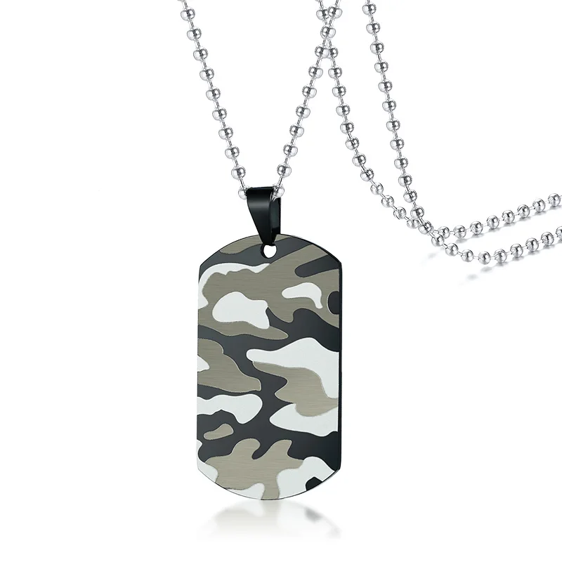 

Custom Military Camouflage Pendant Dog Tags Stainless Steel Necklace Punk Jewelry