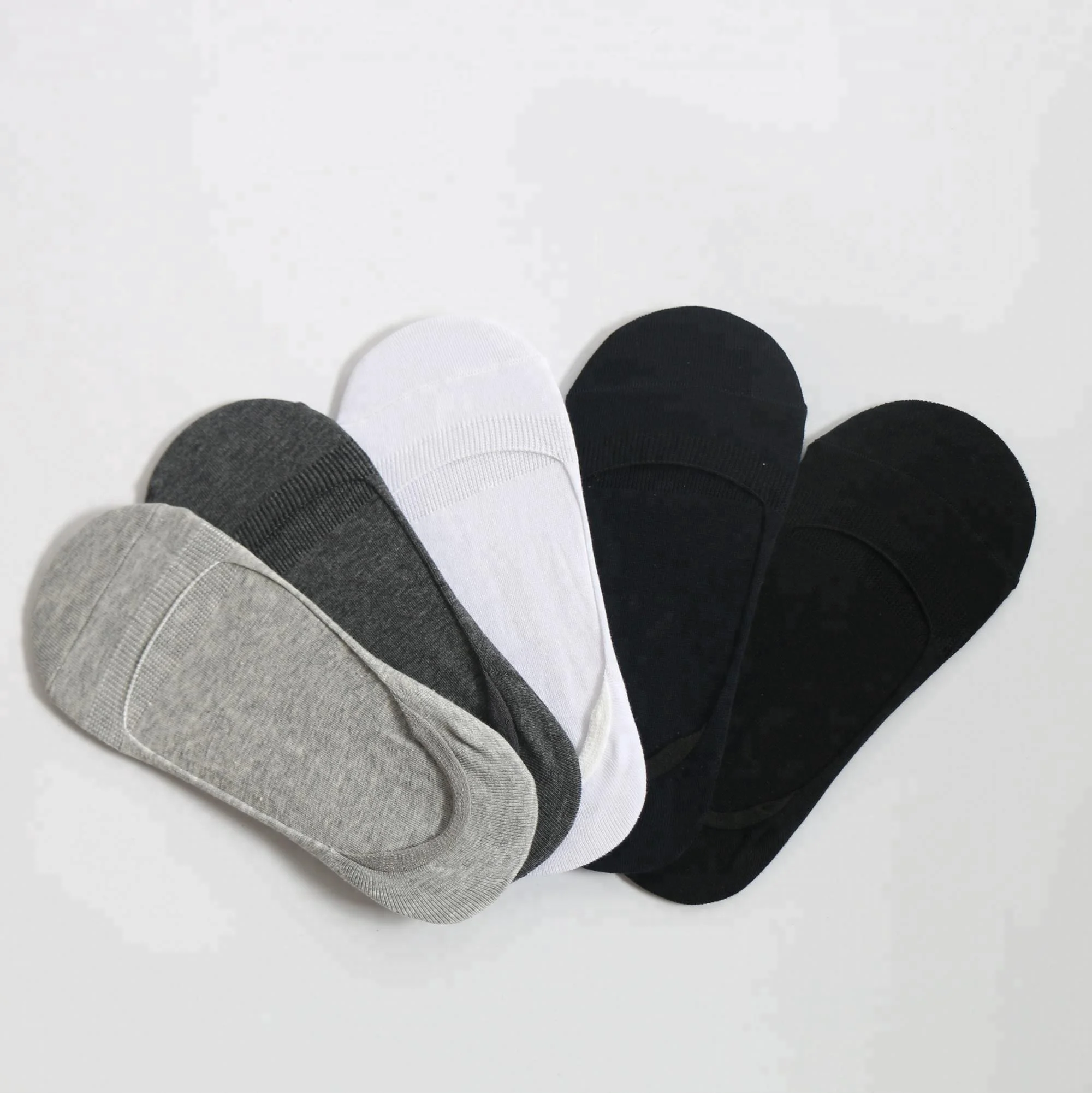 

Invisible Cut Seamless Knitted Cotton Slip Socks With Rubber, As pic