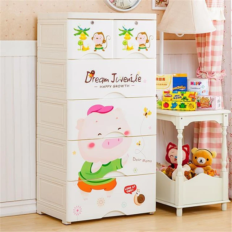 cute cartoon design plastic drawer cabinet
