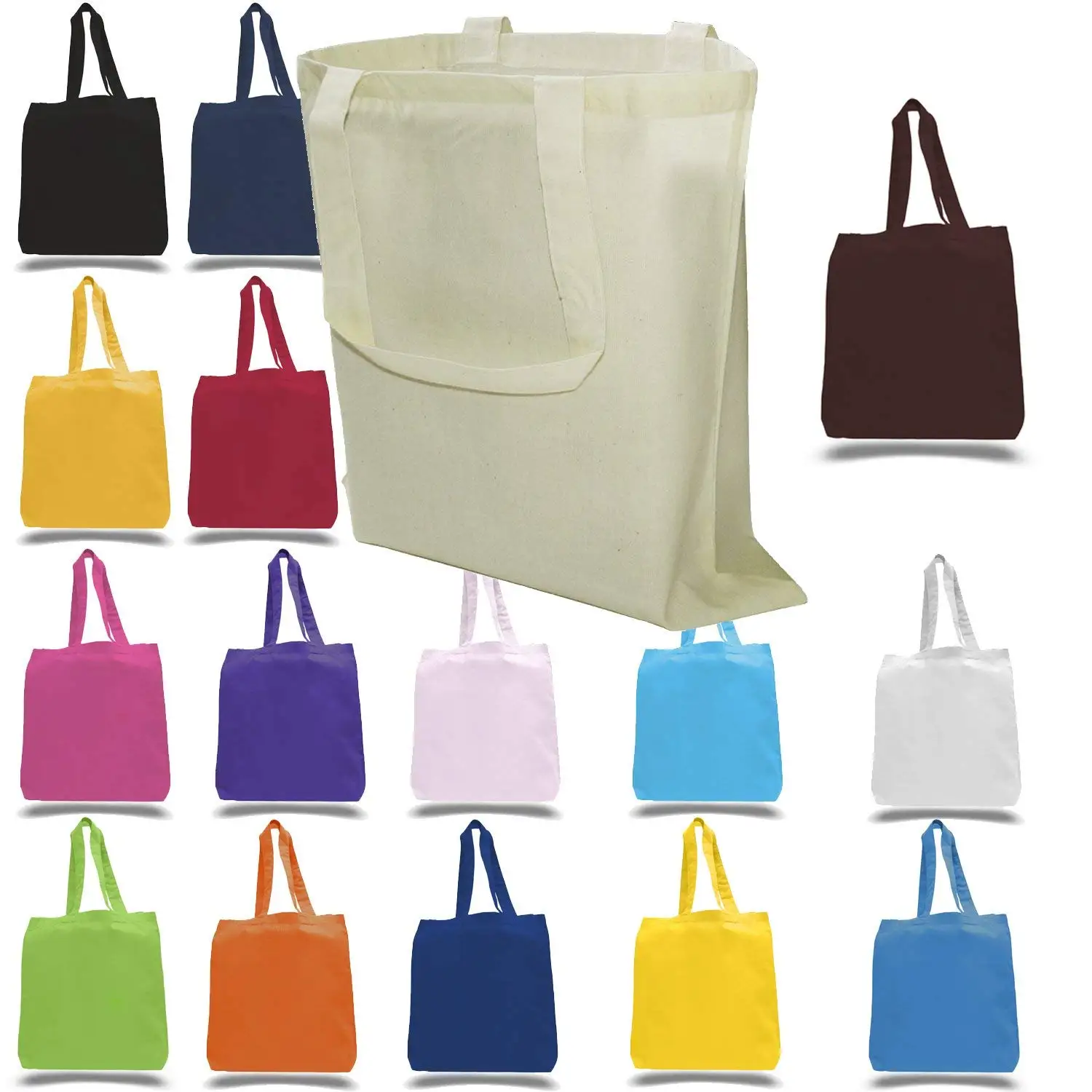 Buy Cotton Canvas Tote Bags Bulk (20 PACK) Mix Colors Shopping Tote ...