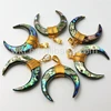 WT-P939 Exclusive Handmade Wire Wrapped Abalone Shell Pendant, Wholesale Natural Crescent Horn Shell Pendant For Necklace