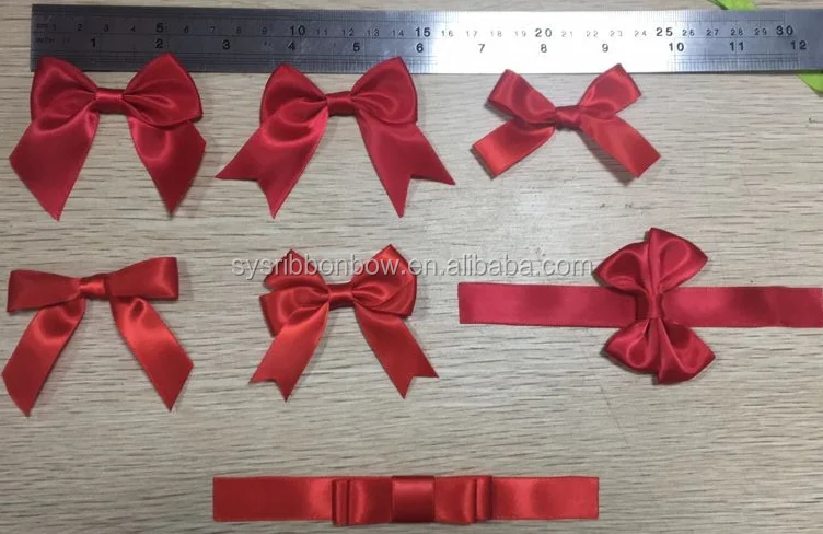 Pre tied polyester satin ribbon bow with wire twist