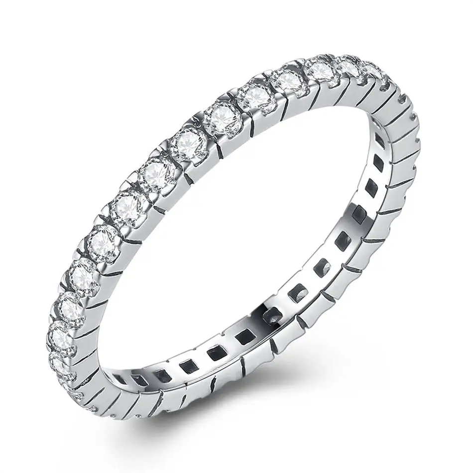 

Classic 925 Sterling Silver Circle Clear CZ Geometric Finger Rings for Women Wedding Jewelry Valentine's Day Gift