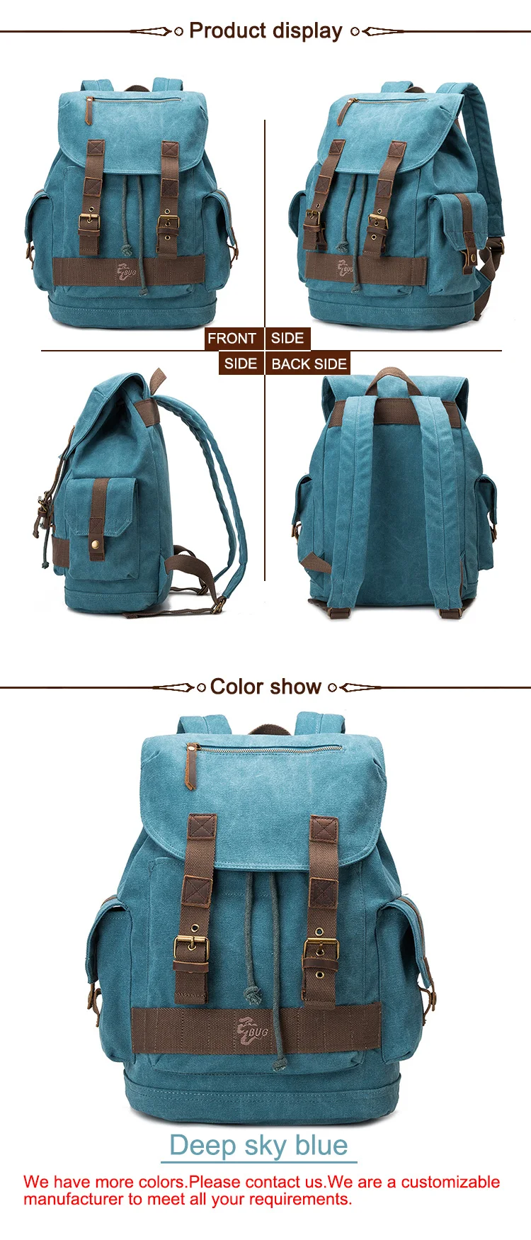 Wholesale China Manufacturer Cheap Price Fashion Vintage Canvas School Custom Backpack