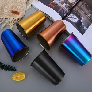 Image of Creative Coffee Mug 500ML Stainless Steel rainbow,black,blue,rose gold Metal Cup Outdoor Travel Mug Drinking 16oz