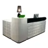Modern office wooden white reception table desk commercial front counter design