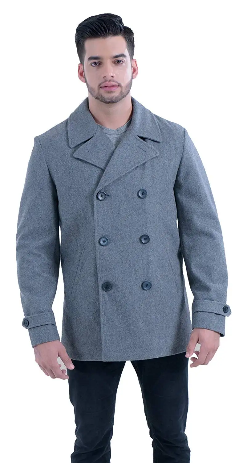 M/&S/&W Mens Winter Stand Collar Single Breasted Coat Woolen Overcoat