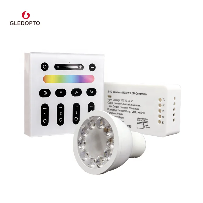 Gledopto top selling smart 120 beam angle RGB CCT 5W GU10 remote control stair light step lighting RF Spotlight for Home