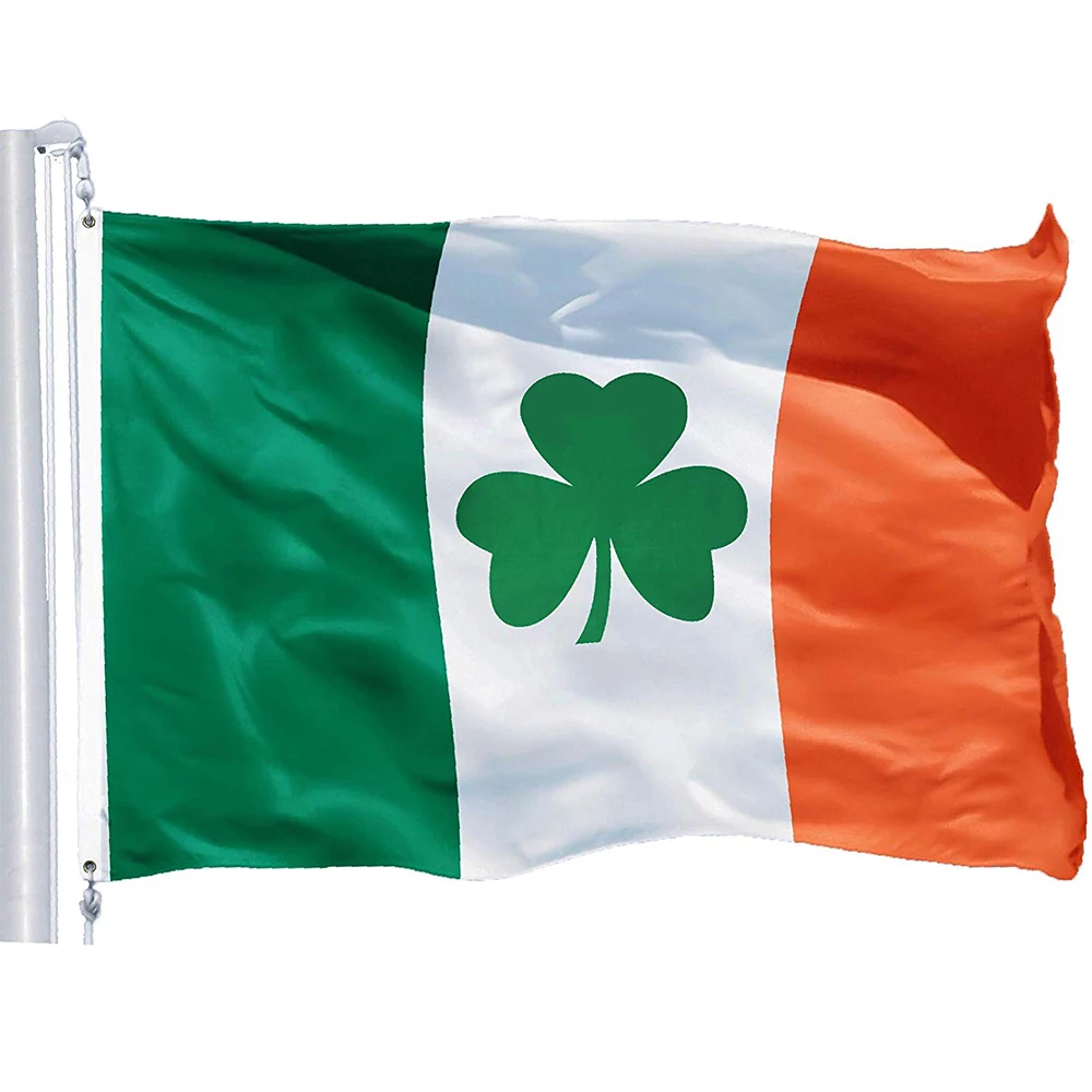 hot wholesale irish flag shamrock 3x5 ft 90x150cm banner- vivid