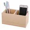 Wooden Remote Control Holder Caddy Box, Office Supplies, Pens Pencils, Makeup Brushes, Vanity (2 compartments)