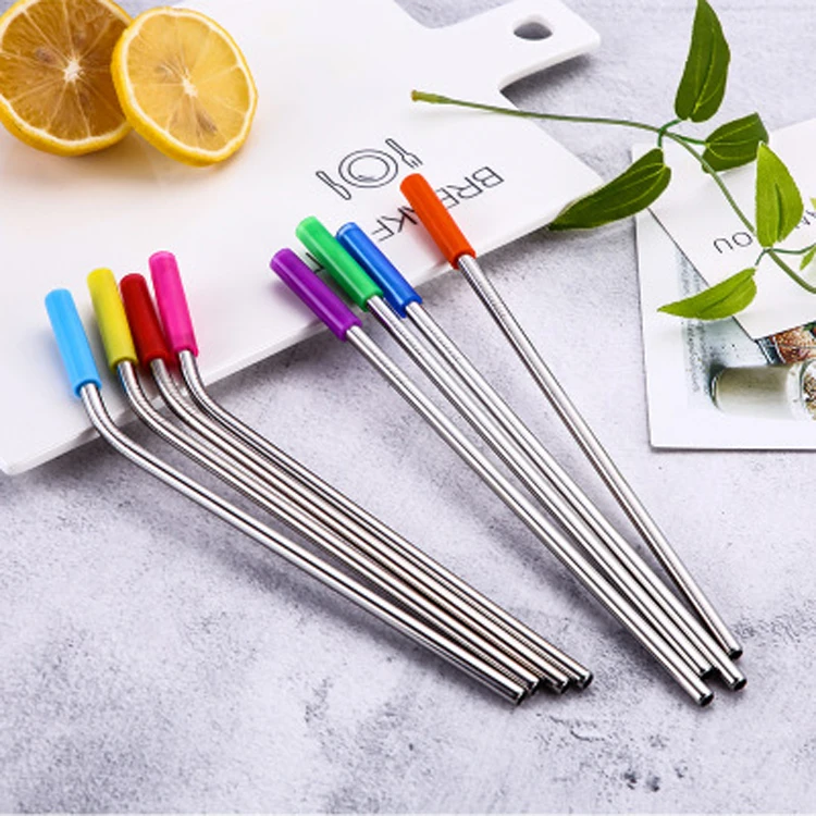 

Colorful Silicone Stainless Steel Straws With Silicone Tips