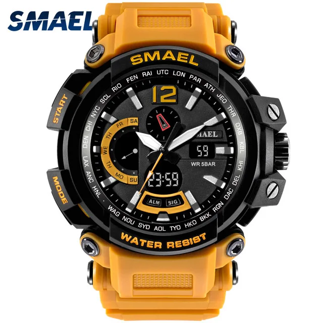

Smael Luxury Brand Army Military Sports Watches 50m Water proof Multifunction Digital Analog Clock Men Quartz Led Watch G Style