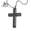 New Design Mens Black Cross Pendant Necklace Stainless Steel with 30 Inches Ball Chain